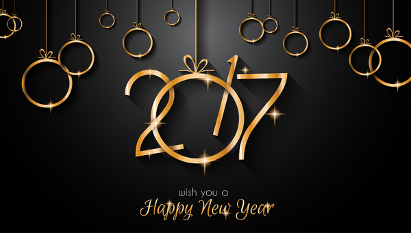Happy new year 2017 golden vector design 01