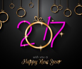 Happy new year 2017 golden vector design 02