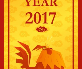 Happy new year 2017 with chicken Vertical banner vector 01