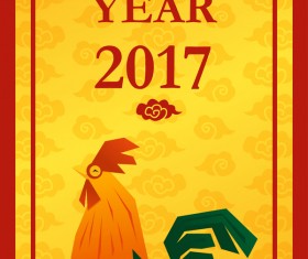 Happy new year 2017 with chicken Vertical banner vector 02