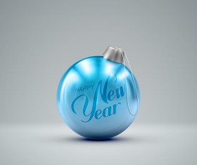 Happy new year with blue christmas ball vector