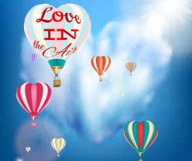 Heart cloud with hot balloon valentine vector