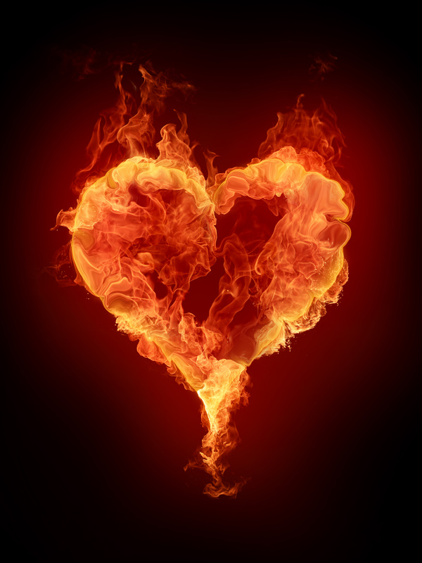 Heart-shaped flame Stock Photo