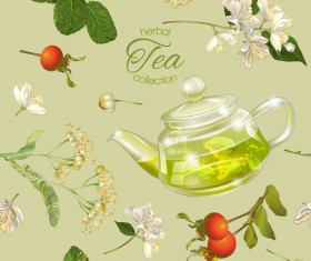 Herbal tea seamless pattern vector