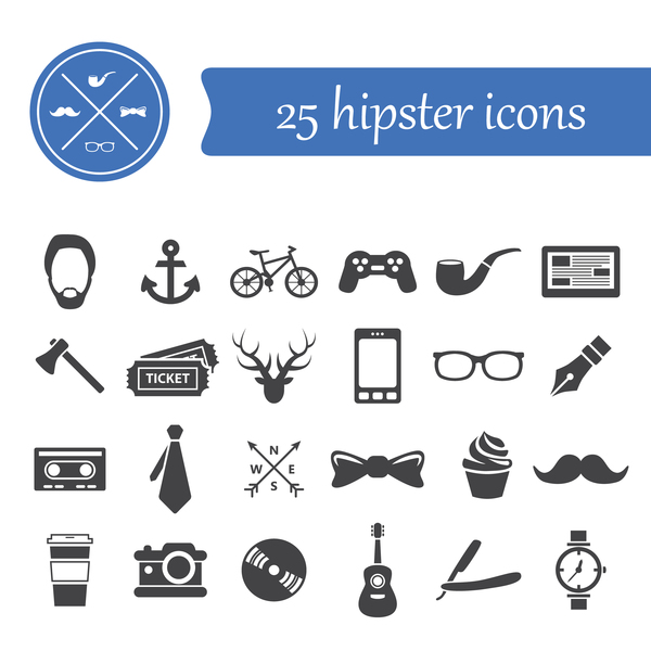 Hipster icons set