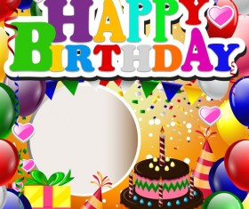 Happy birthday balloon grunge background vector graphics 02 - Vector ...