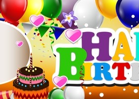 Holiday birthday card vector material 02