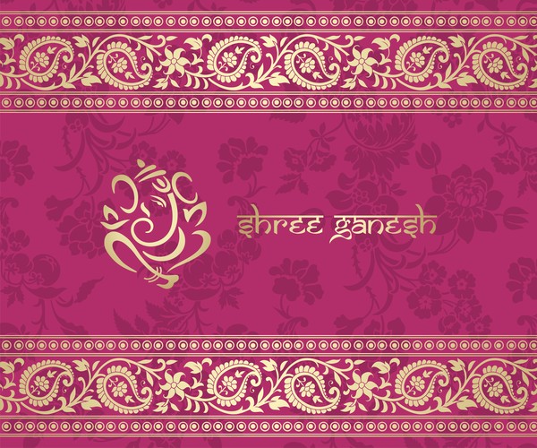 Indian ethnic pattern with pink backgrounds vector 01