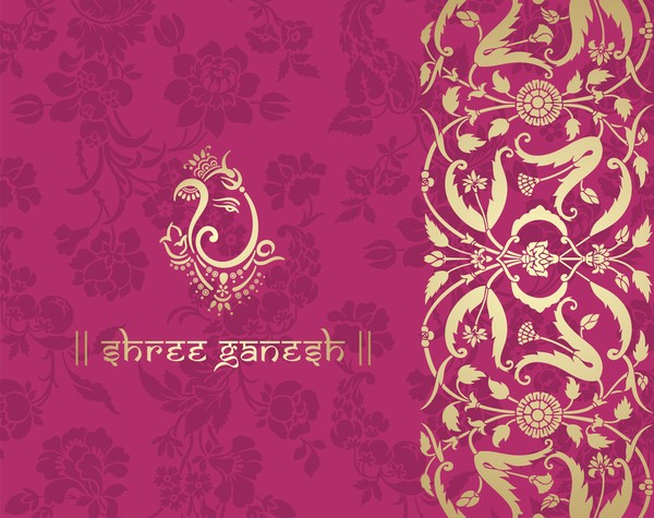 Indian ethnic pattern with pink backgrounds vector 03