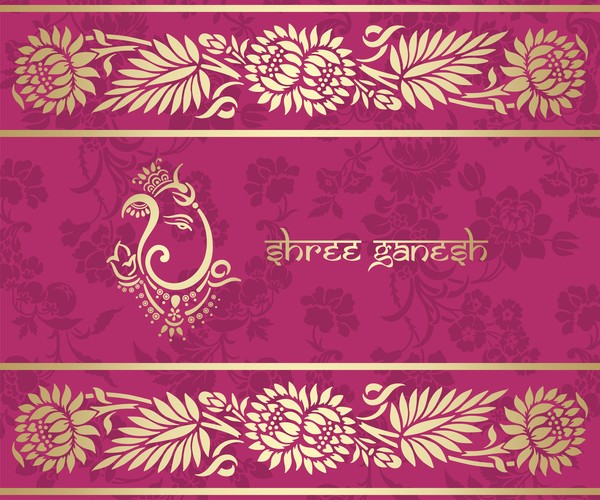 Indian ethnic pattern with pink backgrounds vector 04