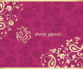 Indian ethnic pattern with pink backgrounds vector 07
