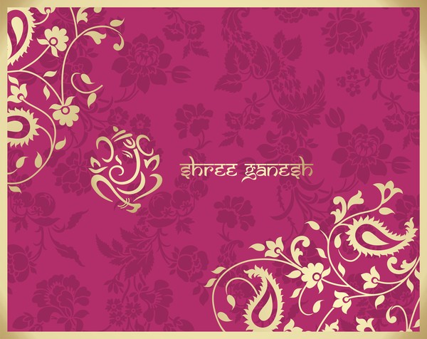Indian ethnic pattern with pink backgrounds vector 07 free download