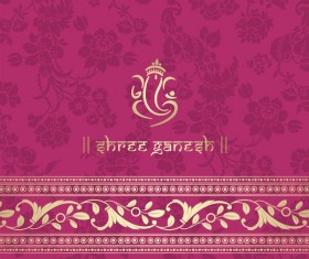 Indian ethnic pattern with pink backgrounds vector 09