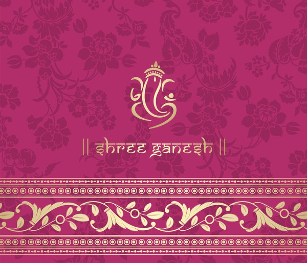 Indian ethnic pattern with pink backgrounds vector 09