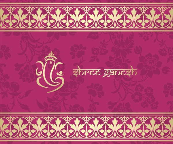Indian ethnic pattern with pink backgrounds vector 10