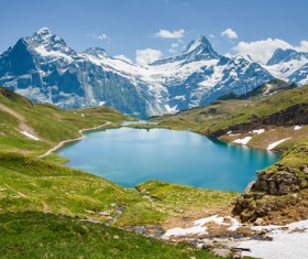 Snow-covered mountains Stock Photo
