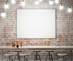 Lamps are meeting place with a frame on the wall HD picture