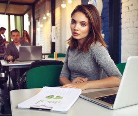 Laptop files resting female HD picture