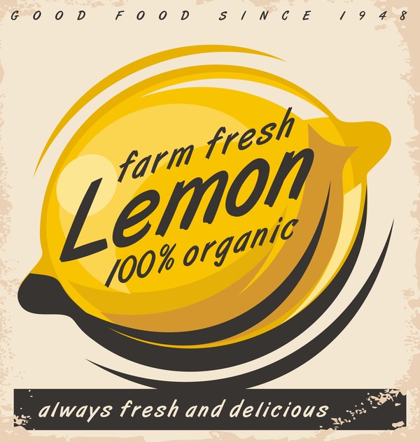 Lemon poster vintage vector design 01