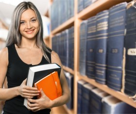 Library Smiling young girl HD picture