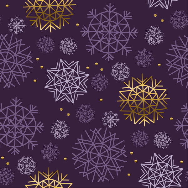Lines snowflake seamless pattern vector