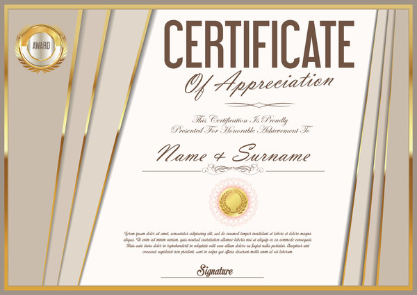 Luxury certificate template golden vector 04