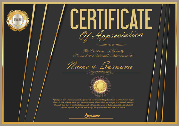 Luxury certificate template golden vector 05