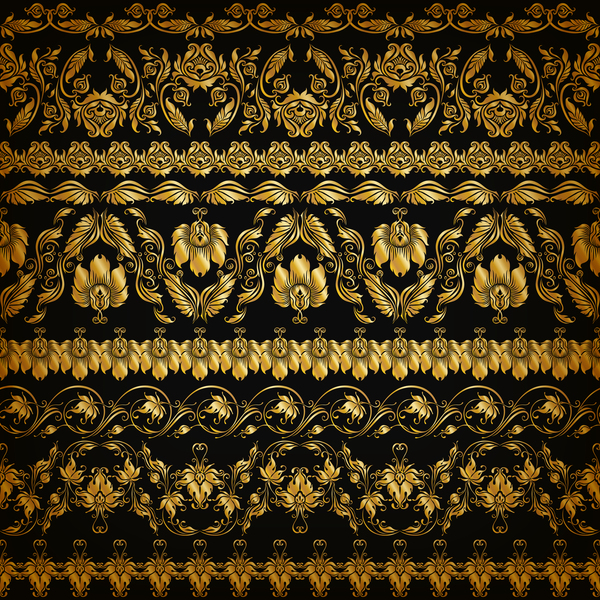 Luxury golden borders decor vector set 01