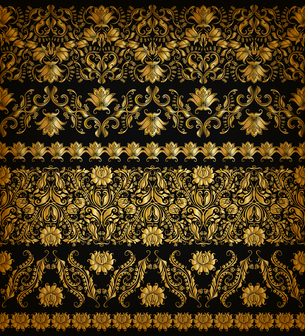 Luxury golden borders decor vector set 02