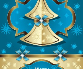 Luxury merry christmas card vector template 01