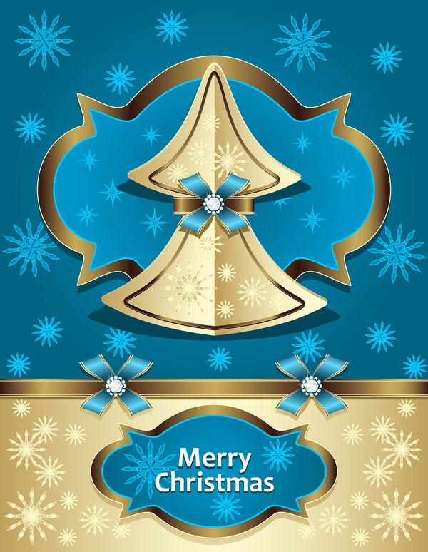 Luxury merry christmas card vector template 01