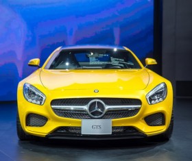 Luxury yellow Mercedes-Benz sports car Stock Photo