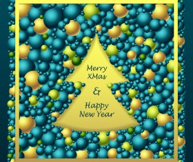 Merry Christmas Frem from balls blue gold green vector