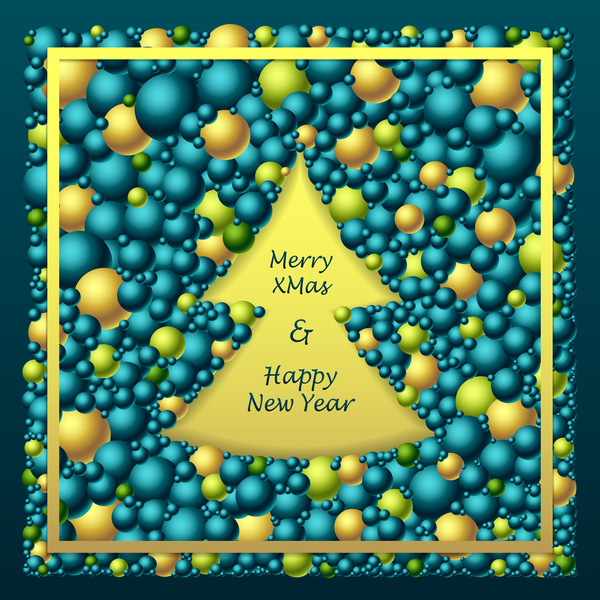 Merry Christmas Frem from balls blue gold green vector