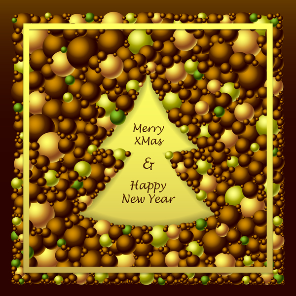 Merry Christmas Frem from balls brown gold green vector