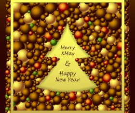 Merry Christmas Frem from balls brown gold red vector