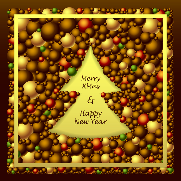 Merry Christmas Frem from balls brown gold red vector