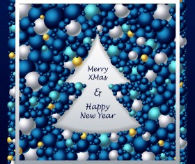 Merry Christmas Frem from balls dark blue silver vector