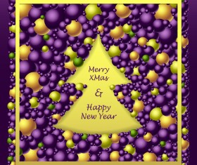 Merry Christmas Frem from balls purple with yellow vector