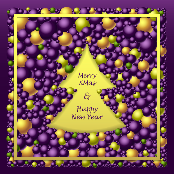 Merry Christmas Frem from balls purple with yellow vector