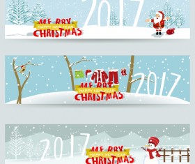 Merry christmas 2017 banners desgin vector 01
