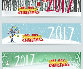 Merry christmas 2017 banners desgin vector 02