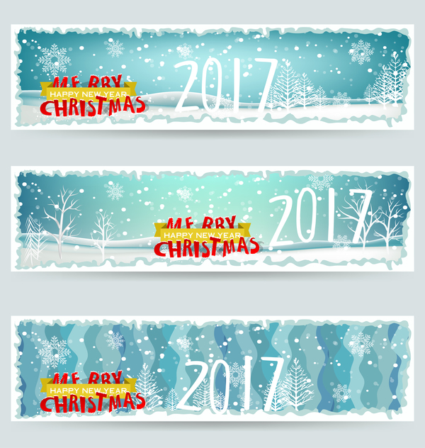 Merry christmas 2017 banners desgin vector 03