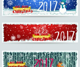 Merry christmas 2017 banners desgin vector 04
