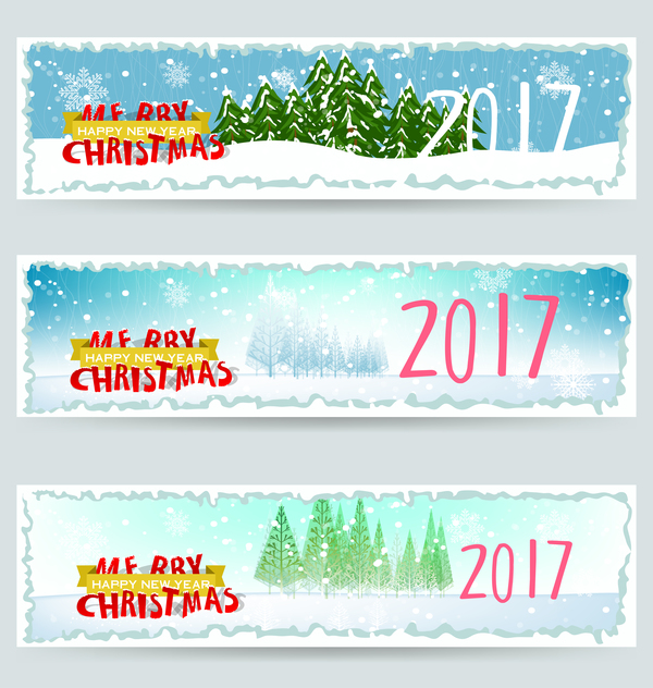 Merry christmas 2017 banners desgin vector 05
