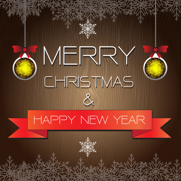 Merry christmas card with new year banner vector 01