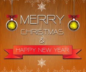 Merry christmas card with new year banner vector 02