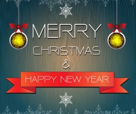 Merry christmas card with new year banner vector 03