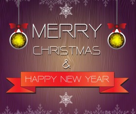 Merry christmas card with new year banner vector 04