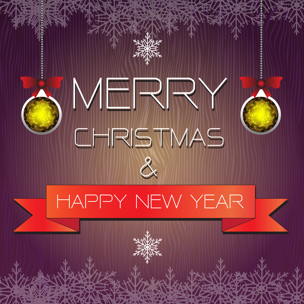 Merry christmas card with new year banner vector 04